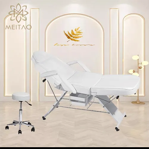 Mesa de masaje cosmética de alta calidad hecha en fábrica, cama de tratamiento Facial para Spa