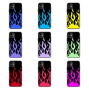 Cute Blue Pink Purple Green Flames Design Printed Slim Fit Soft TPU Shockproof Cover Phone Case for iPhone 12 13 14 15 Pro Max