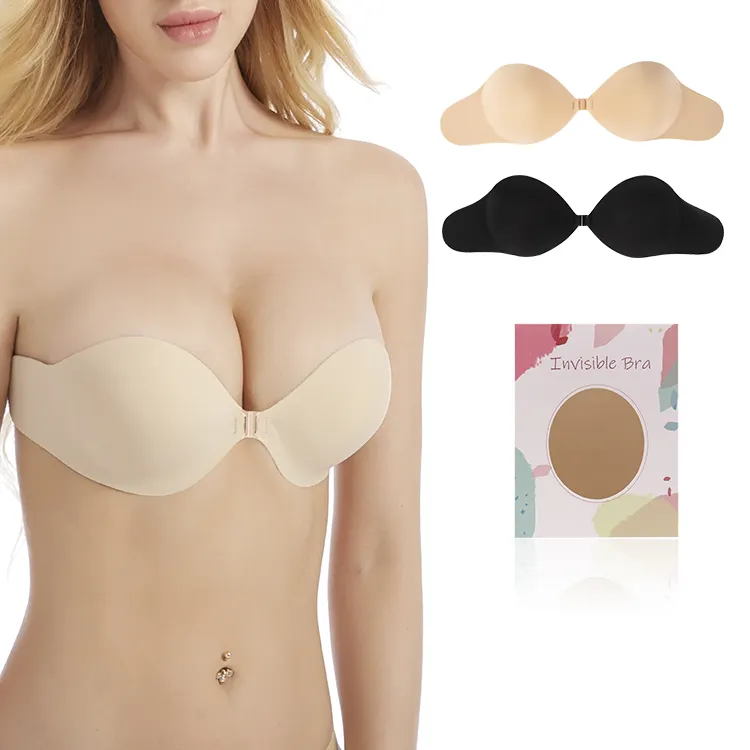 Seamless Underwear Backless Invisible Sticky Push Up Silicone Nipple Strapless Bra For Large Breasts