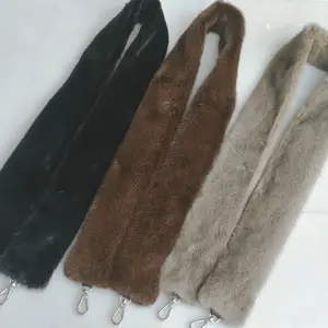 wholesale fix plush genuine fur bag belt custom 2023 luxurious real mink fur bag straps for bags
