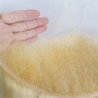 Cheveux humains lisses, ombré, 13x6, 613, avec mèches, Lace Frontal transparente HD, brésilien, couleur Blonde, 13x4, 613