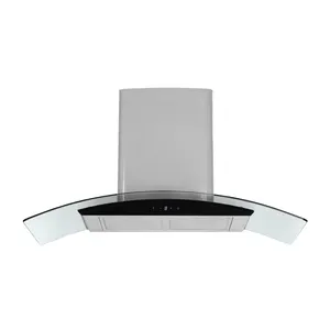Curved tempered glass kitchen range hood Stainless steel touch control 3 speed high air volume cooker hood