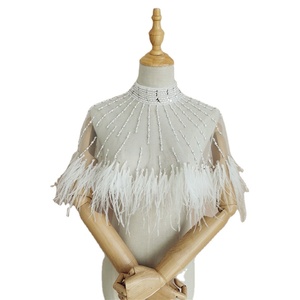 QUEENS GOWN Lace Wedding Top Short Cape Ortrich Feather Accesorios DE BODA Boleros nupciales - Product Image 1