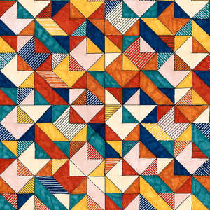 Set di 2 presine per pentole Sofia Franciosini Tangram disegnate a mano, adatte al forno, utensili decorativi, design artigianale cucito a mano - Product Image 1