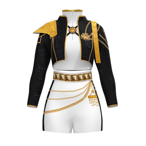 Costume de scène pour femme Lumi, noir et or, avec paillettes, pour cosplay, déguisement, tenue de danse K-Pop - Product Image 3