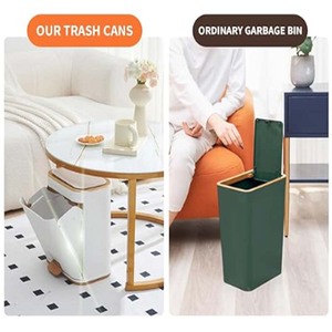 Cubo de basura estrecho con Pedal de paso dorado de 3 galones con tapa superior de prensa Cubo de basura de plástico a prueba de perros para cocina Cubo de almacenamiento de oficina - Product Image 5