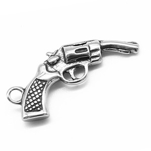 Charme en forme de mini pistolet rétro en acier inoxydable Yunnique, style vintage, pour la fabrication de bijoux, accessoires, pendentif - Product Image 1