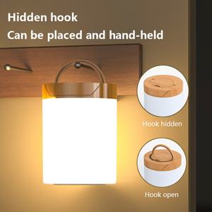 Lámpara de Noche Recargable LED de Madera con Luz de Colores Regulable, Lámpara de Mesa para Dormitorio, Iluminación Ambiental para Acampar - Product Image 2
