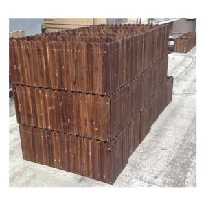 Wood Planter Box Handmade Fence Shape Wooden Flower Planter Wooden Rectangular Box Planter Outdoor Garden Plant Flower Pot