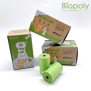 8 Rolls Customizable Package Disposable Pet Waste Bag Home <b>Compostable</b> Plastic Waste Dog Poop Bag - Product Image 2