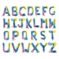 Vente flash, ballons en aluminium pas chers pour la décoration de fête d'anniversaire, lettres de l'alphabet de 16 pouces