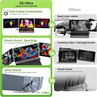 Ekstensi Layar Laptop OEM 14'' 1080P Monitor Portabel Laptop 3 Layar untuk Laptop 13-17" dengan Windows/Mac/Chrome OS
