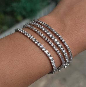 Bracelet Tennis Homme <span class=keywords><strong>Foxi</strong></span> en Argent Sterling 925 avec Moissanite VVS Couleur <span class=keywords><strong>D</strong></span> 3MM 4MM 5MM, Sertissage Glacé, Passe le Testeur de Diamant - Product Image 1