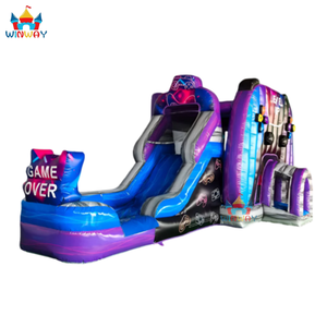 WINWAYTOYS Château gonflable personnalisable en PVC avec jeux vidéo, <span class=keywords><strong>toboggan</strong></span> <span class=keywords><strong>aquatique</strong></span> pour enfants, 6,2x5x5m, idéal pour les fêtes - Product Image 4