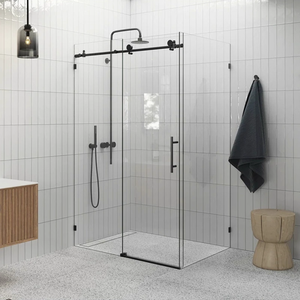 Cuarto de <span class=keywords><strong>ducha</strong></span> sin marco personalizado, <span class=keywords><strong>puerta</strong></span> corredera cuadrada, baño de separación seca y húmeda, pantalla de partición de vidrio templado en forma de L - Product Image 1