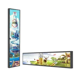 Küçük gerilmiş Lcd ekran süpermarket raf Lcd ekran podyum Video reklam ekranı Metal kasa kapalı A40 TFT duvara monte