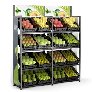 Exhibidores Metálicos Personalizados para Supermercados, Estantes para Frutas y Verduras con Cartel Superior - Product Image 2