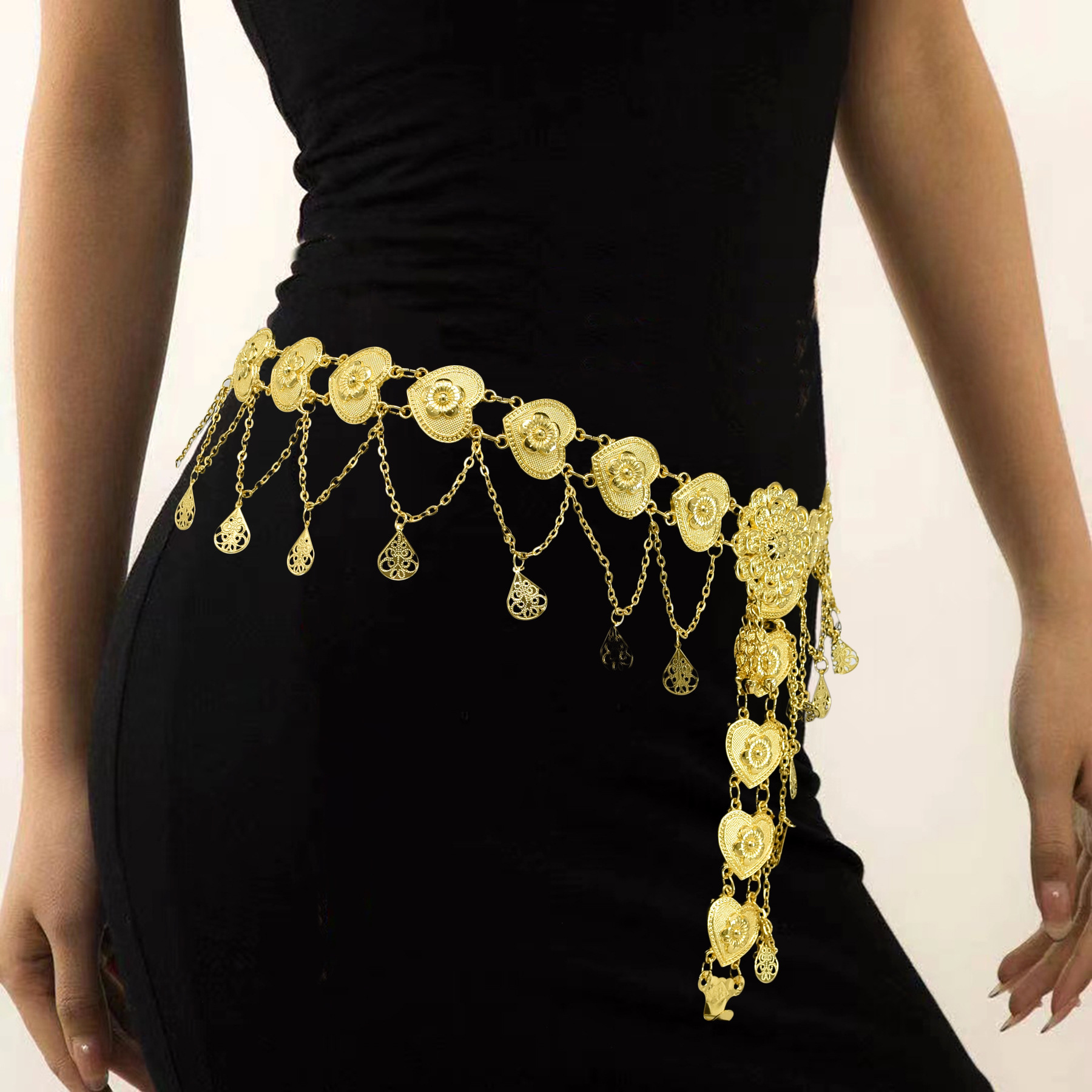 Gold Waist Belt for Women - Thick Chain Western Style