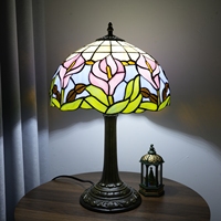 Lampe de table en verre teinté Calla Lily de 12 pouces, lampe de lecture de chevet pour chambre à coucher, bureau, style Tiffany, lampes de bureau rétro