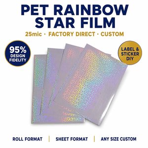 Pellicola per Laminazione a Freddo PET 25mic Olografica 3D Effetto Arcobaleno per Stampanti e Adesivi Fai-da-Te - Product Image 1