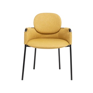 <span class=keywords><strong>Fauteuil</strong></span> rembourré <span class=keywords><strong>jaune</strong></span> moutarde moderne avec pieds en métal noir pour café - Product Image 3