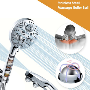 Pommeau de douche à main filtrant 15 étapes en ABS chromé avec <span class=keywords><strong>brosse</strong></span> de massage, 10 jets haute pression <span class=keywords><strong>pour</strong></span> le soin de la peau et des cheveux - Product Image 1