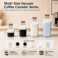 Bocal à café sous vide à un clic en acier inoxydable 304, hermétique, pour le stockage des grains, anti-humidité, design carré pour cuisine