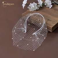 YouLaPan VA08 Voile de luxe en forme de cage à oiseaux, bandeau en résille douce avec de magnifiques détails perlés, bijou de cheveux tendance pour mariage et banquet