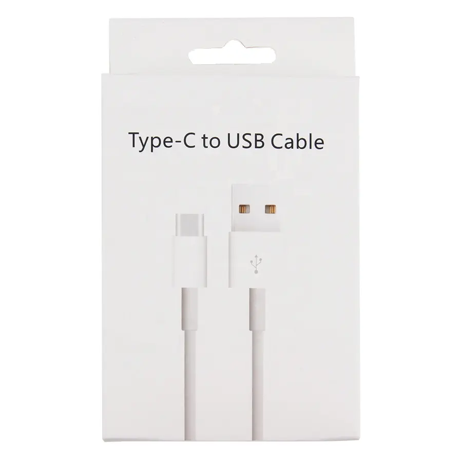 White Paper Box For Type C to Type-C Micro USB V8 Data Line Packaging Fast Charge Cable Packing Mobile Charger Retail Package