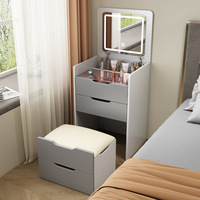 Meuble de Rangement Moderne et Simple pour Chambre à Coucher, Petite Armoire Intégrée Multifonctionnelle avec Table de Maquillage et Panneaux Ajustables