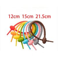 120/150/215mm attaches en silicone pince de sac sangles de câble pain attache torsadée en caoutchouc réutilisable attaches polyvalentes pinces de câble cordon en Silicone