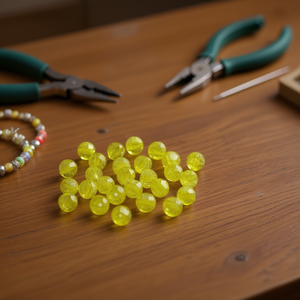 Perline Rotonde Sfaccettate Gialle Ilan da 10mm, 15g per Creazione di Gioielli - Product Image 3