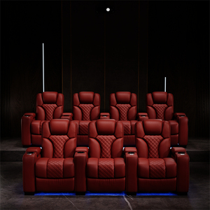 Fauteuil inclinable multifonction en cuir rouge haut de gamme sur mesure pour la maison, avec siège motorisé Hazela-0936 - Product Image 1