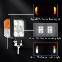 Projecteur LED 12V haute luminosité avec clignotant, étanche IP67, pour tracteurs, remorques, camions et éclairage de sécurité industriel