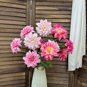 YOPIN-2844 Champagne 3 Têtes de Dahlias Géants Artificiels en Soie pour Décoration Florale Maison et Mariage - Product Image 2