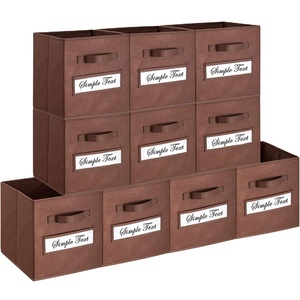 Cubes de rangement pliables en tissu avec fenêtre pour étiquettes, bacs de rangement en tissu, paniers de rangement - Product Image 1