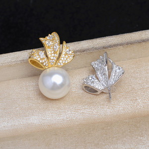 Pendentif à trois feuilles en argent S925, accessoires de bijouterie DIY, produit semi-fini plaqué 25 mm avec base vide, tête de pendentif nœud papillon - Product Image 1