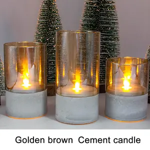 Velas LED de cemento sin llama con llama parpadeante móvil, velas de Pilar LED a pilas para decoración de fiestas en casa
