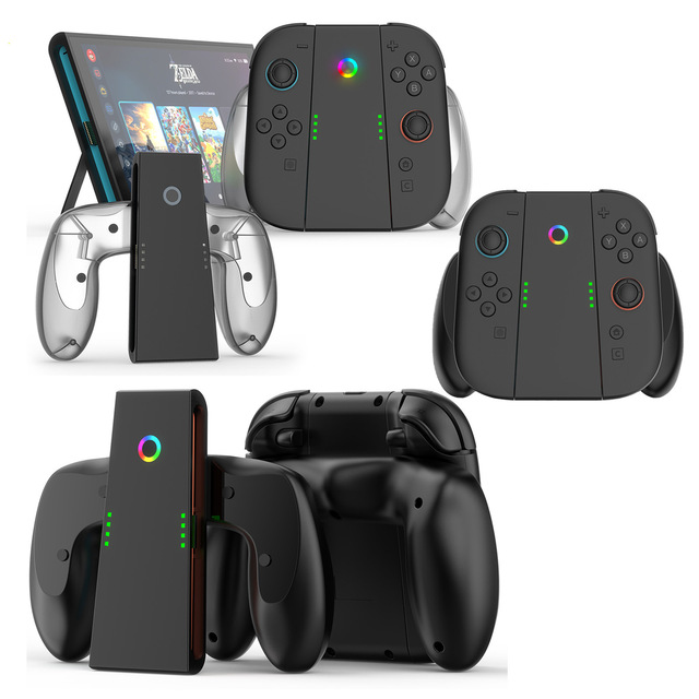 New for Switch 2 Small Controller Charger Grip Left and Right with Plastic Charging Dock for Convenient Use