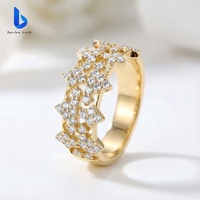 Bague d'éternité à double bande en or jaune 14 carats, diamant de laboratoire taille ronde, bague d'anniversaire, cadeau de mariage raffiné pour partenaire de vie
