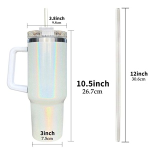 Ánh sáng lung linh long lanh 40oz chân không cách điện Tumbler với nắp, rơm và có thể tháo rời xử lý cho thăng hoa in ấn - Product Image 6
