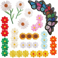 Haute qualité mignon jaune brodé appliques tournesol patchs fer à coudre sur tissu Patch tournesols