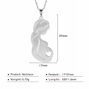 Collares <span class=keywords><strong>de</strong></span> Acero Inoxidable con Colgante <span class=keywords><strong>de</strong></span> Corazón para Embarazadas, Joyería <span class=keywords><strong>de</strong></span> Moda para Mujer, Regalos para el Día <span class=keywords><strong>de</strong></span> la <span class=keywords><strong>Madre</strong></span>, Familia, Bebé, Mamá - Product Image 6
