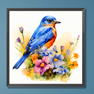 Kit de <span class=keywords><strong>peinture</strong></span> diamant 5D <span class=keywords><strong>Aquarelle</strong></span> Oiseau Bleu et Fleur, Mosaïque de strass à perçage rond complet, Art naturel pour décoration de chambre 40x40cm - Product Image 3