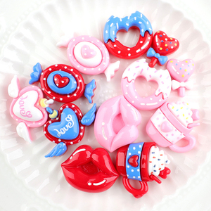 Grandes Tailles – Cabochons en Résine à Dos Plat en Forme de Cœur, Ailes et Lèvres, Effet Sucré, pour Bricolage, Scrapbooking, Artisanat et Accessoires pour Coques de Téléphone - Product Image 1