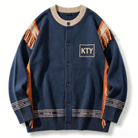 Nouvelle Arrivée - Cardigan en Tricot Respirant Personnalisé pour Homme avec Boutons et Broderie de Lettres - Collection Printemps
