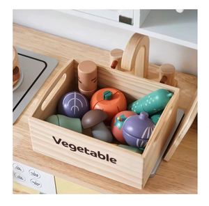 ชุดของเล่นครัวไม้สำหรับเด็กเล็ก ชุดหั่นขนมปัง ผลไม้ และผัก - Product Image 1