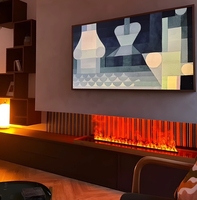Chimenea de vapor de agua con decoración de madera interior de estilo europeo moderna, chimenea de Vapor Eléctrica Inteligente con llama de 64 colores
