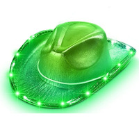 Cappello da Cowgirl a tesa larga con luci colorate a LED Casual Festival di musica all'aperto festa di moda rosa cappello da Cowboy