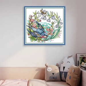 Kits de bricolage complets Spring Messenger, motif de point de croix, toile Aida 16/14/11CT, kit de <span class=keywords><strong>broderie</strong></span>, toile <span class=keywords><strong>pour</strong></span> point d'aiguille - Product Image 2